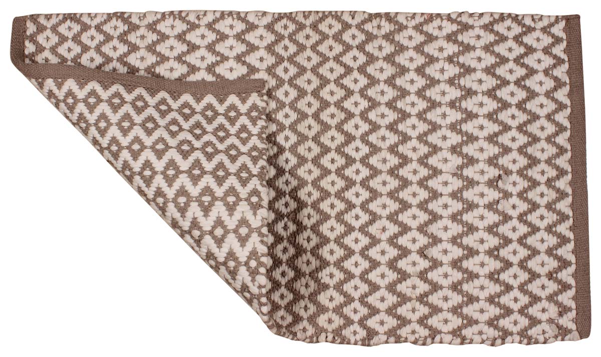 34” Handmade Cotton Paper-Chindi Rug in Bulk at Wholesale – Gray White Mats with Diamond Pattern – Artistic Bathroom & Home Furnishings