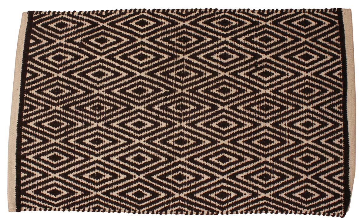 31” Handmade Brown Color Paper-Chindi Bath-Rug in Bulk at Wholesale – Diamond Pattern - Artistic Bathroom & Home Furnishings