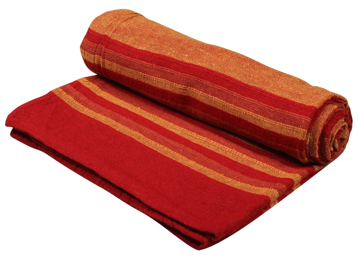60” Pure-Cotton Maroon Orange Striped Throw Blanket in Bulk at Wholesale – Light-Weight - Contemporary Home Furnishings