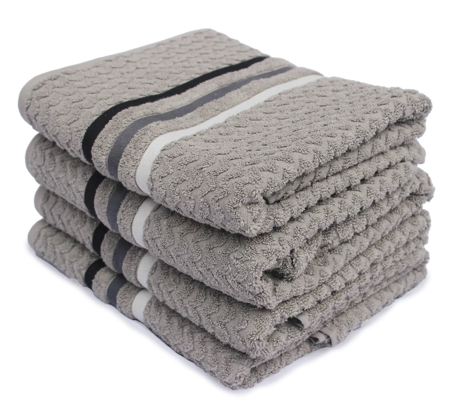 Navy Blue Bath Towel with Color Stripes, Zero Twist Pattern, 56x28 Inches - Soft and Absorbent