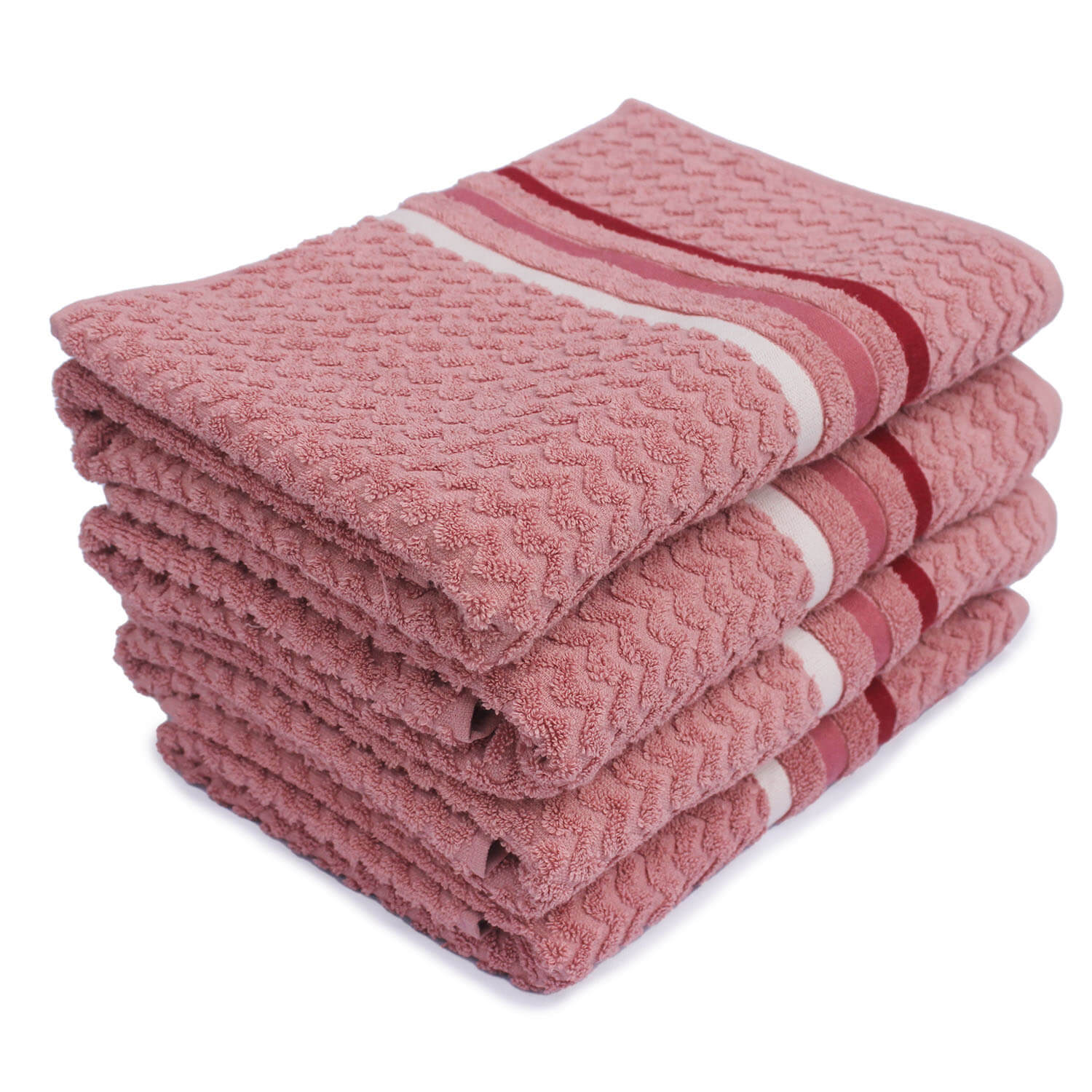 Soft and Absorbent Cotton Bath Towel with Color Stripes, Zero Twist, 56x28 Inches