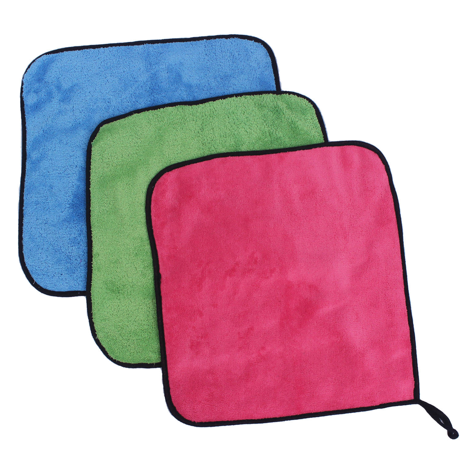 Multipurpose Multicolor  Set of 3 Microfiber Cleaning Cloth, 16x16 Inches