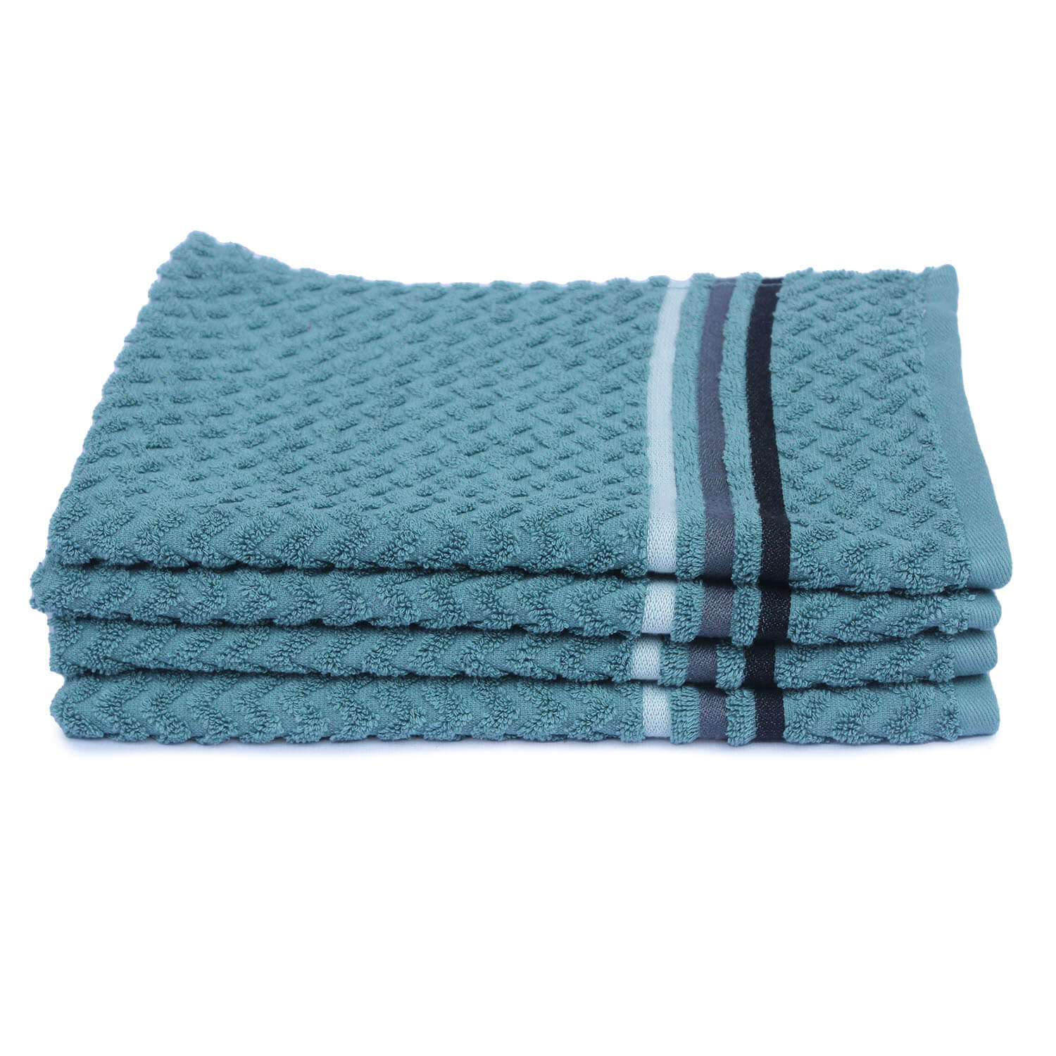 Soft and Absorbent Aqua Blue Cotton Bath Towel with Color Stripes, 56x28 Inches
