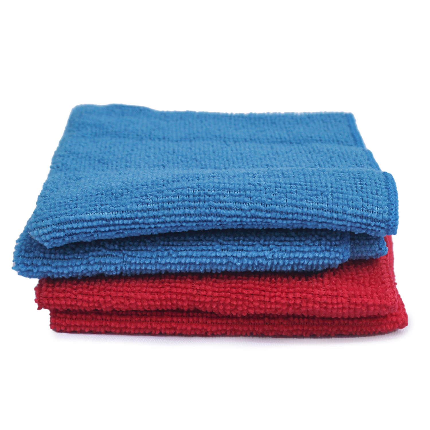 Compact Blue & Red Micro Fiber Set of 4 Hand Towel, 12x12 Inches - Perfect for Travel or Small Spaces