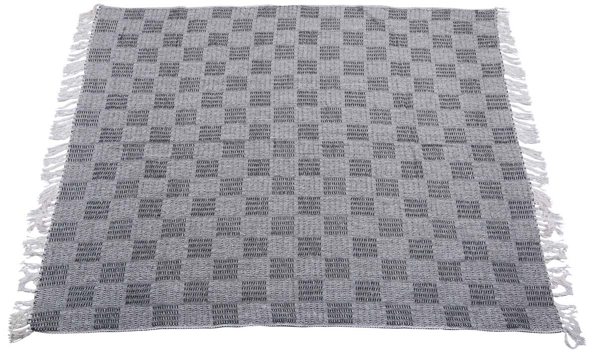 60x50” Woven Throw Blanket in Cotton with Geometric Pattern in Shades of Grey & Black - Home Decor Furnishings - Buy in Bulk Wholesale