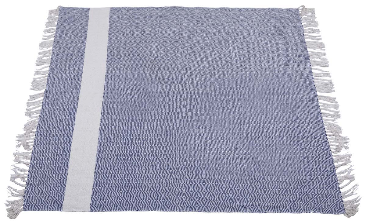 60x50" Woven Throw Blanket in Cotton with Single Stripe in White & Mauve - Home Decor Furnishings - Buy in Bulk Wholesale