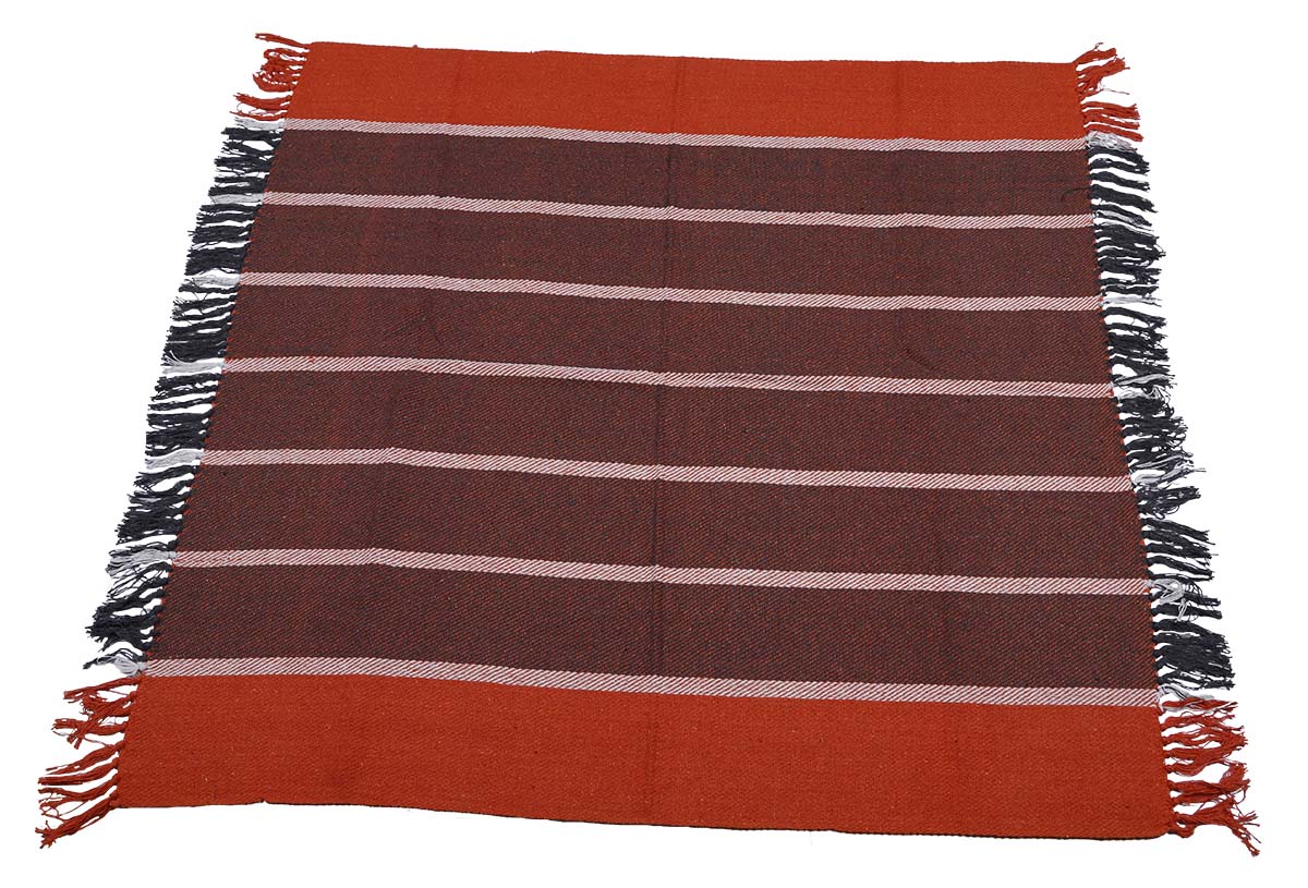 60x50” Hand-Woven Throw Blanket in Cotton with Stripes in Shades of Red & Black - Home Decor Furnishings - Buy in Bulk Wholesale