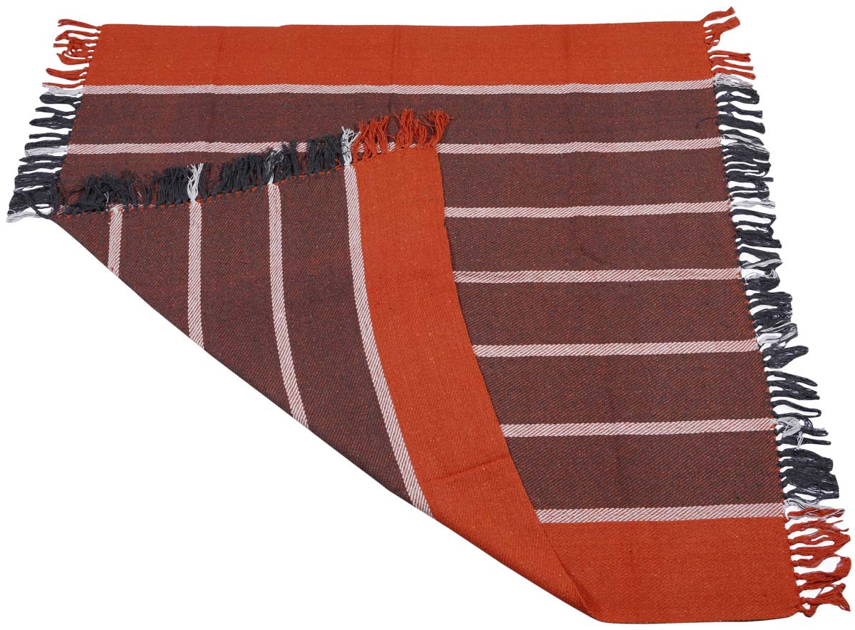 60x50” Hand-Woven Throw Blanket in Cotton with Stripes in Shades of Red & Black - Home Decor Furnishings - Buy in Bulk Wholesale