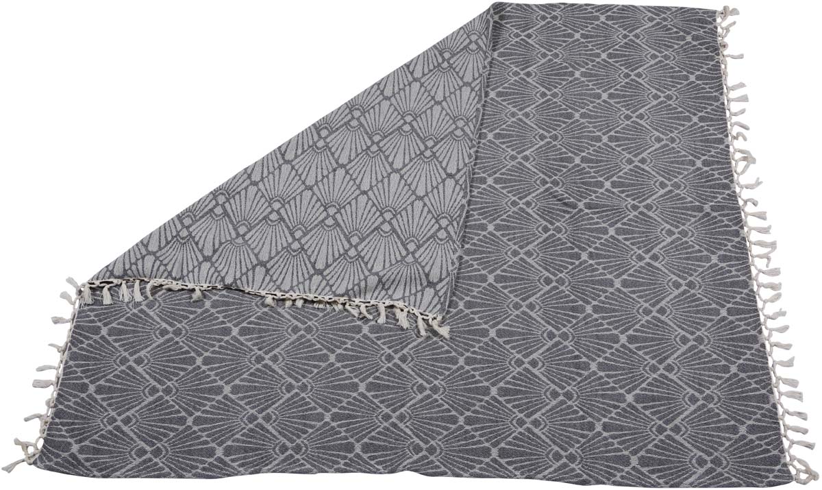 60x50" Hand-Woven Throw Blanket in Velvet & Cotton with Diamond Pattern -Grey Throw with Tassels - Home Decor Furnishings - Buy in Bulk Wholesale