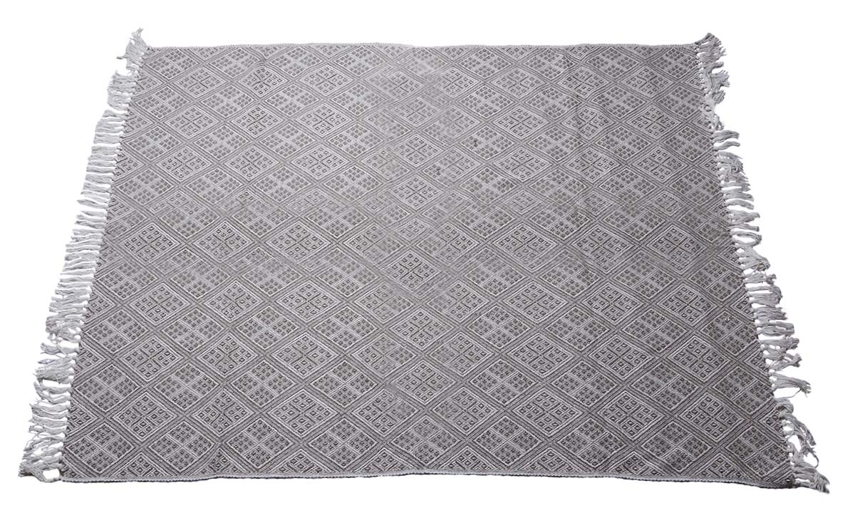 60x50” Hand-Woven Throw Blanket in Cotton with Abstract Geometric Pattern -Grey Throw with Tassels - Home Decor Furnishings - Buy in Bulk Wholesale