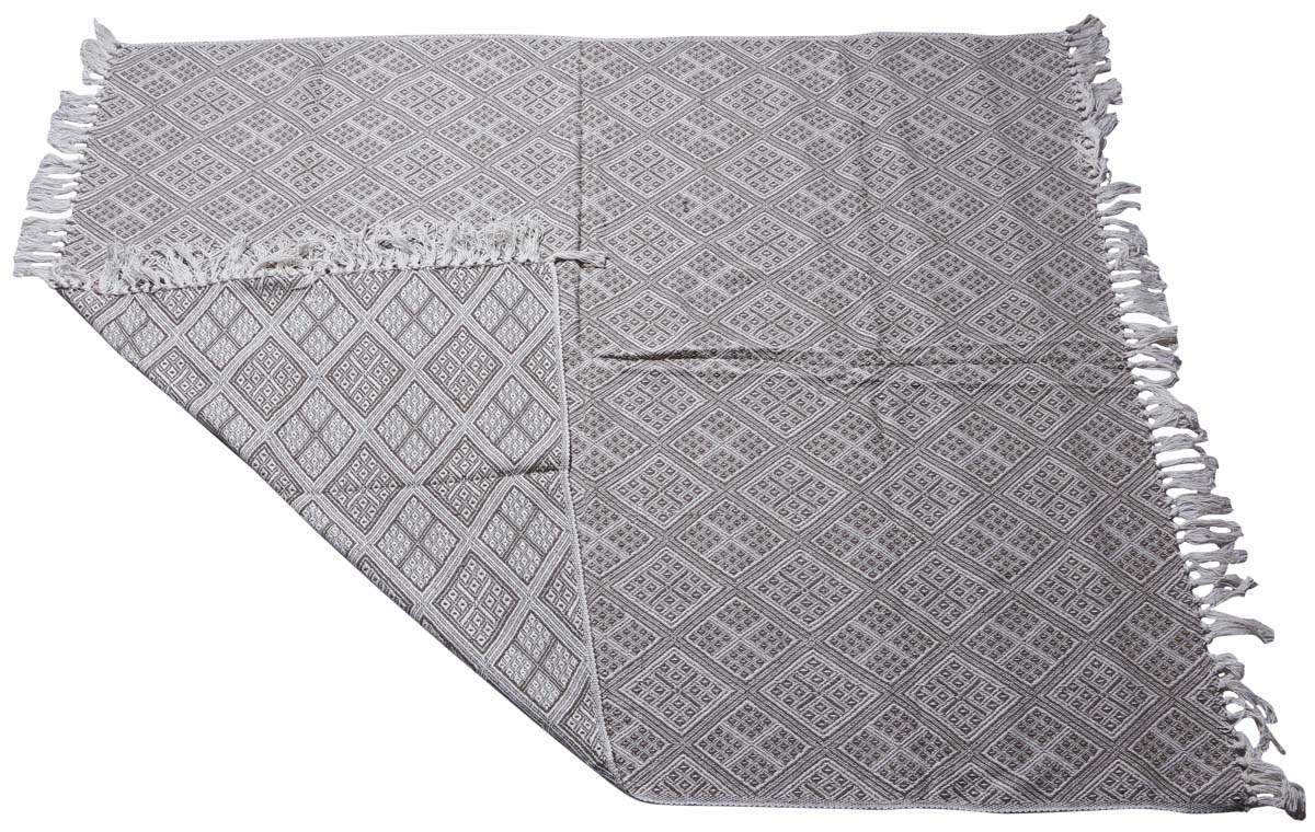 60x50” Hand-Woven Throw Blanket in Cotton with Abstract Geometric Pattern -Grey Throw with Tassels - Home Decor Furnishings - Buy in Bulk Wholesale