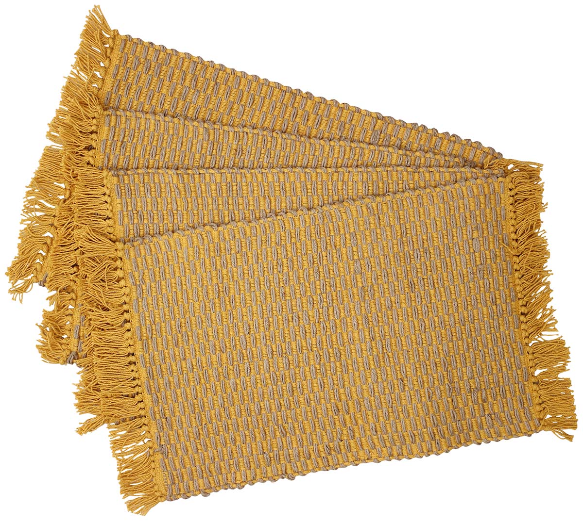  Retro Dinings! Handmade Set of 4 Mustard Colored Placemats in Jute & Cotton Threads Wholesale