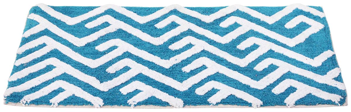 Buy Door Mats Wholesale – Turquoise & White Cotton Mat – Abstract Symmetric Pattern – Home Décor
