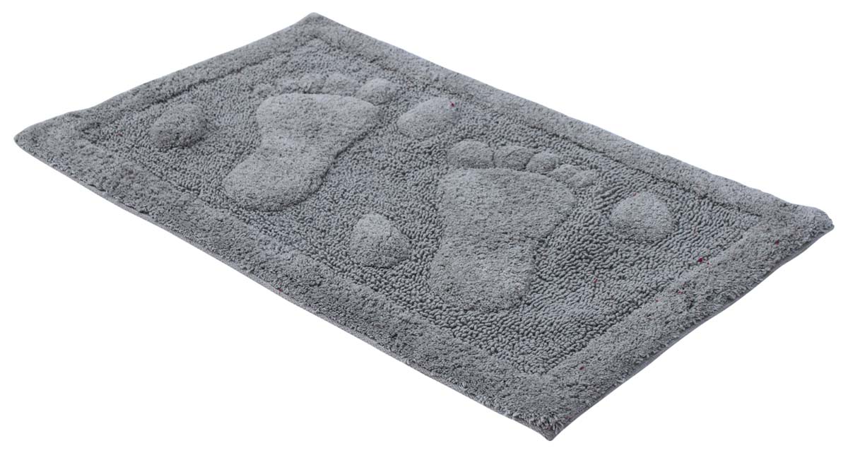 Bulk Buy Door Mats – Cotton Door Mat – Gray – Footprint Motif – Home Décor 