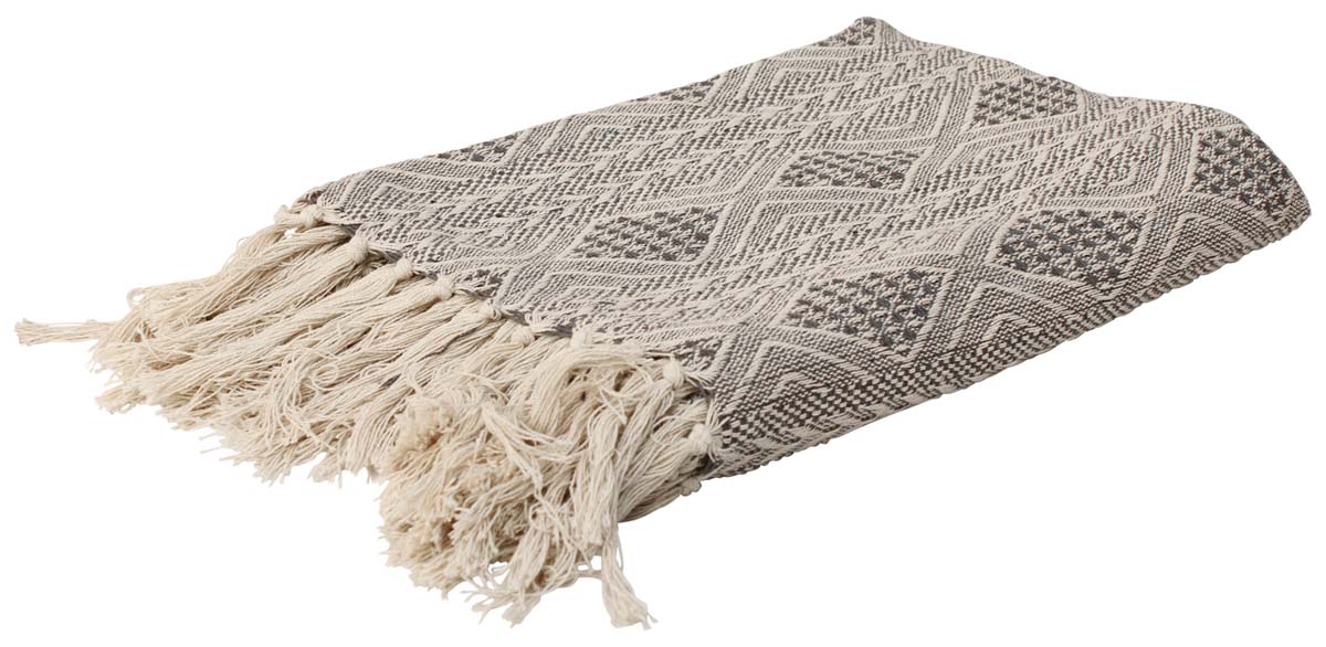Cotton Throws Bulk – Gray & White Cotton Throw with Tassels – Home Décor