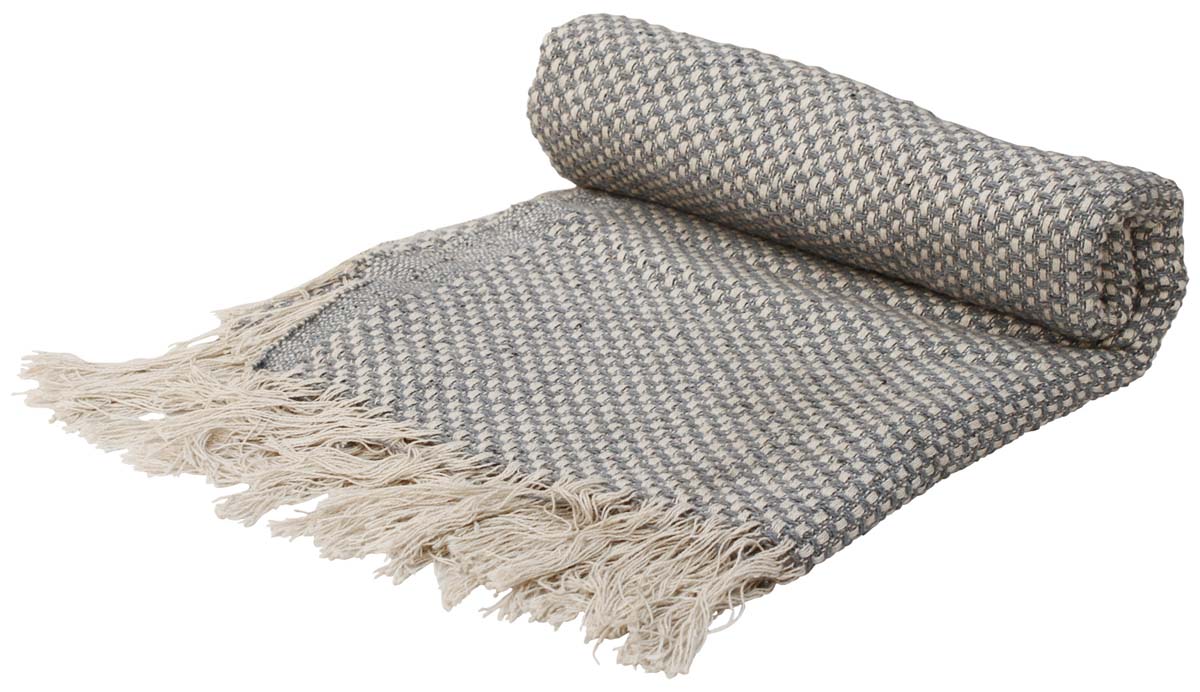 Cotton Throws Bulk – Gray & White Cotton Throw with Tassels – Home Décor