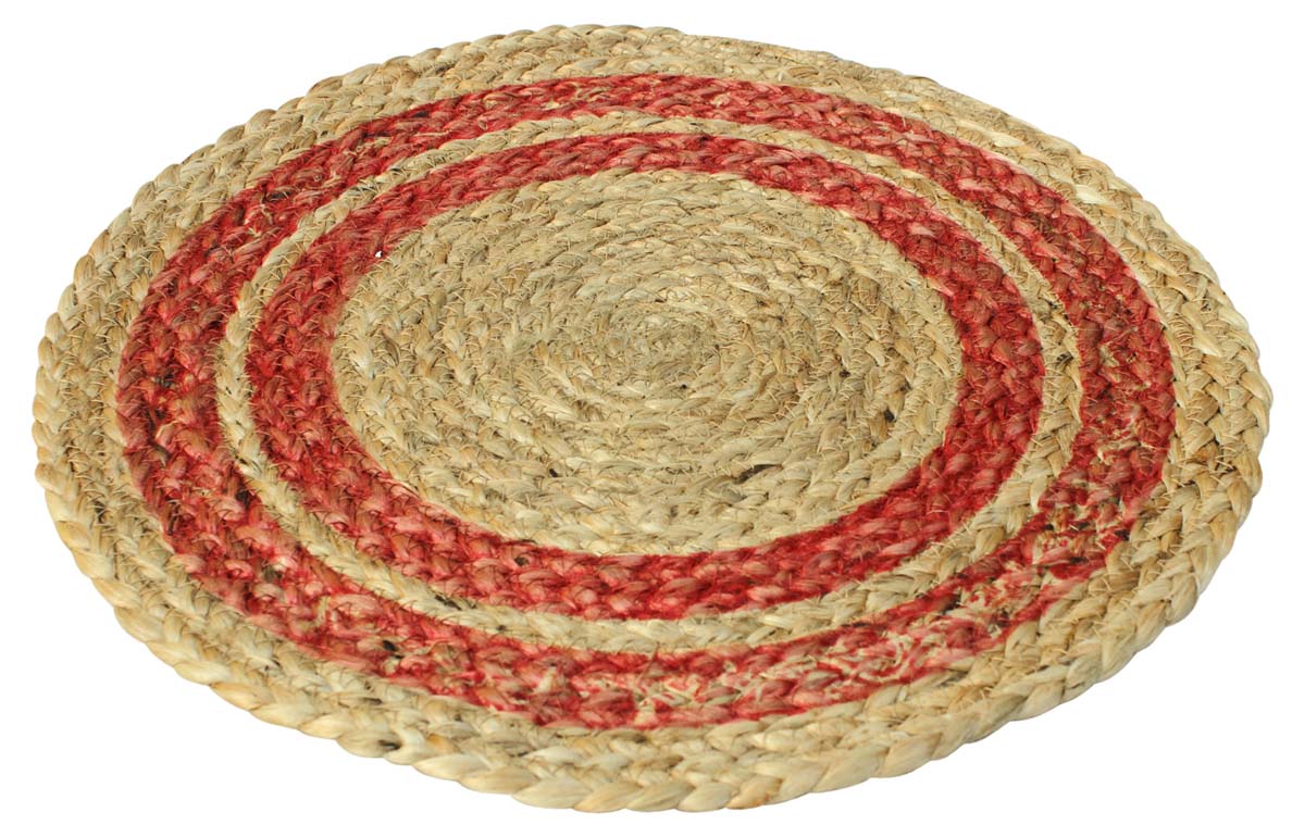 15” Jute Brown Red Trivets in Bulk at Wholesale – Round - Hand-Woven – Home & Dining-Table Essentials