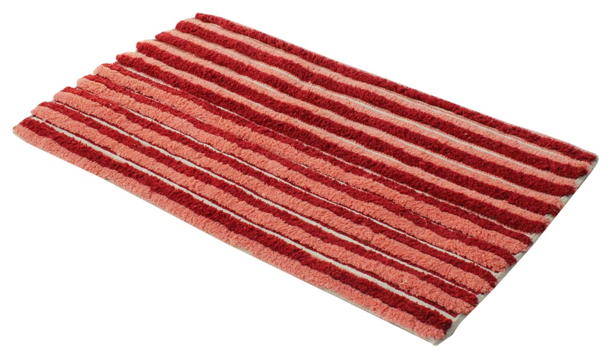 29” Pink Red Cotton Tufted Bath-Rug in Bulk at Wholesale – Handmade Bath - Mats – Striped Pattern - Home & Bathroom Essentials