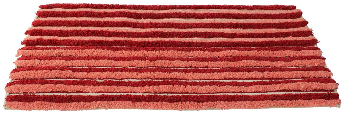 29” Pink Red Cotton Tufted Bath-Rug in Bulk at Wholesale – Handmade Bath - Mats – Striped Pattern - Home & Bathroom Essentials