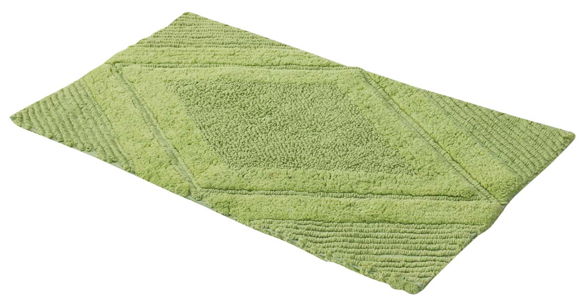 30” Green Cotton Tufted Bath-Rug in Bulk at Wholesale – Handmade Bath Mats – Diamond Pattern - Home & Bathroom Essentials