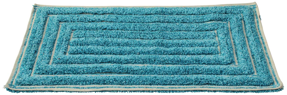 32” Blue Cotton Tufted Bath-Rug in Bulk at Wholesale – Handmade Bath Mats – Co-Centric Rectangular Pattern - Home & Bathroom Essentials