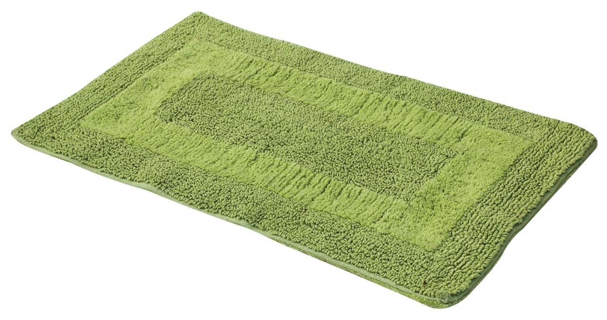 31” Green Cotton Tufted Bath-Rug in Bulk at Wholesale – Handmade Bath Mats – Co-Centric Rectangular Pattern - Home & Bathroom Essentials