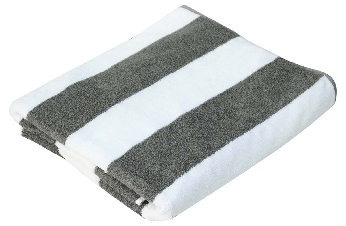 72” Gray White Cabana Stripe Cotton BeachTowel in Bulk at Wholesale – Soft & Absorbent – Bathing Essentials