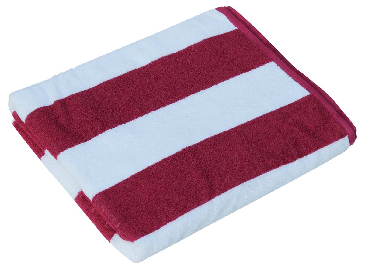 72” Red White Cabana Stripe Cotton BeachTowel in Bulk at Wholesale – Soft & Absorbent – Bathing Essentials