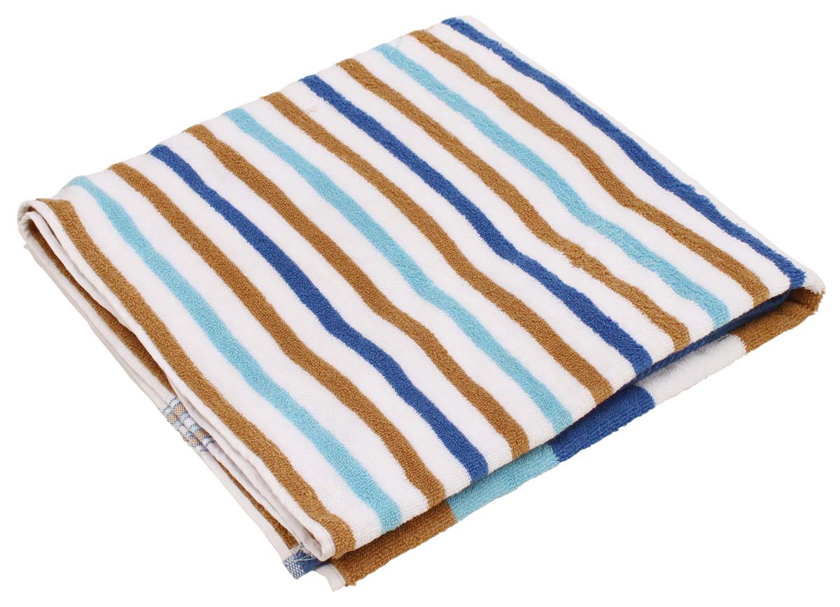 66” Blue Multicolored Striped Cotton Bath-Towel in Bulk at Wholesale – Soft & Absorbent – Bathing Essentials