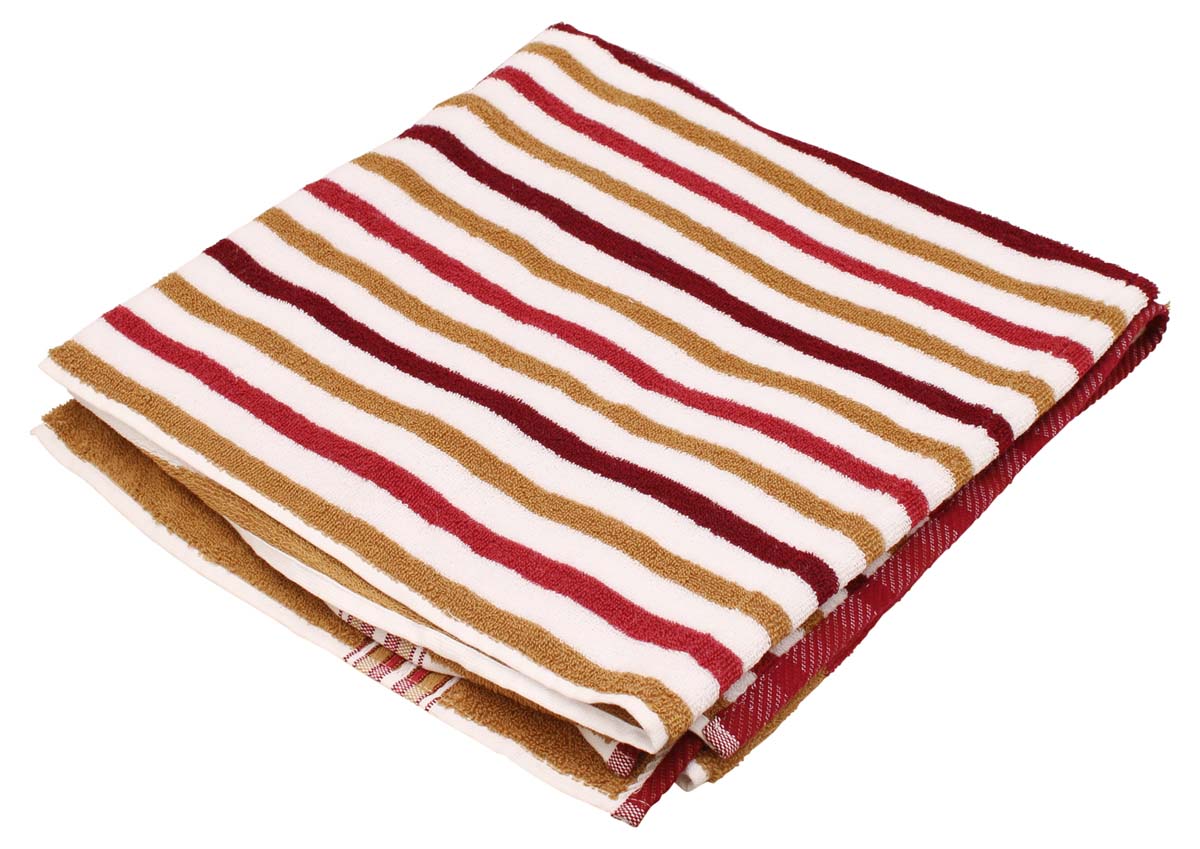 66” Red White Brown Striped Cotton Bath-Towel in Bulk at Wholesale – Soft & Absorbent – Bathing Essentials