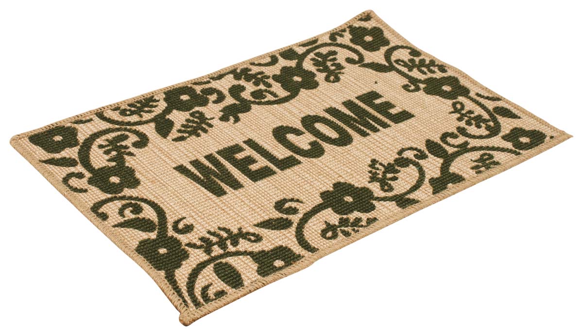 25” Welcome Jute Door-Mat / Rug in Bulk at Wholesale – Hand-Woven – Light-Brown Maroon Color – Traditional-Look Eco-Friendly Mats