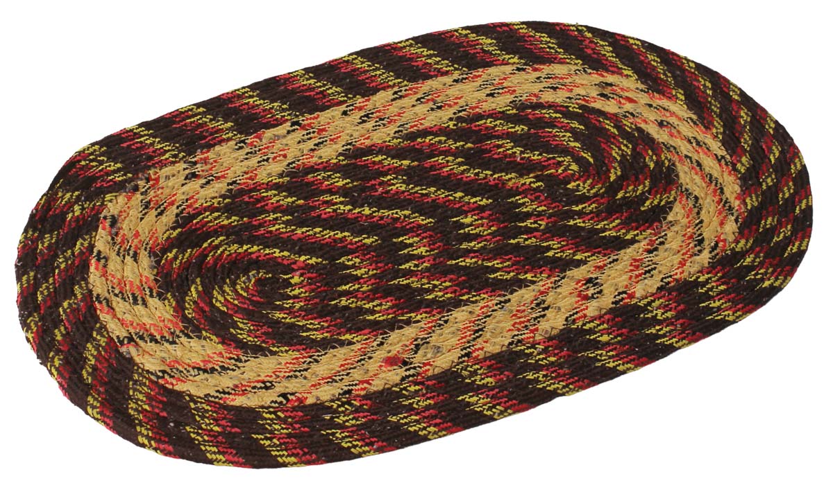 Door Mat Multi-Colored Oval - Cream & Chocolate Brown Colored Reversible Floor Mat - Entryway Solutions Home Decor Furnishings & Supplies - Buy in Bulk Wholesale