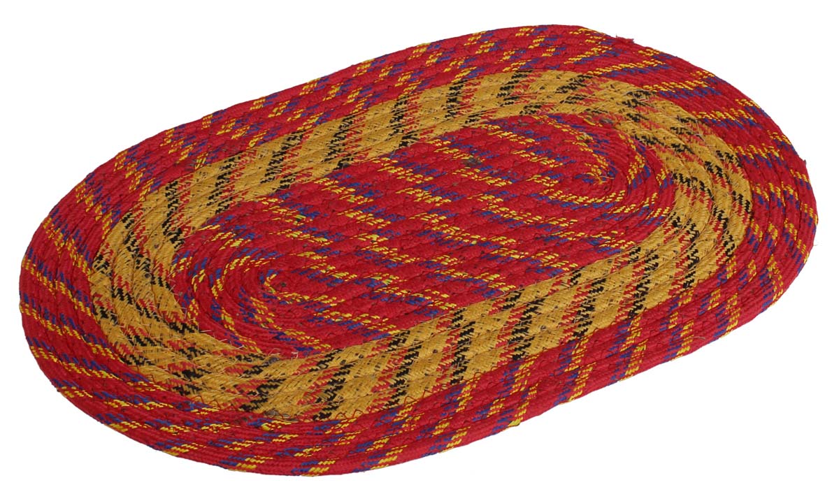 Door Mat Multi-Colored Oval - Cream & Red Colored Reversible Floor Mat - Entryway Solutions Home Decor Furnishings & Supplies - Buy in Bulk Wholesale