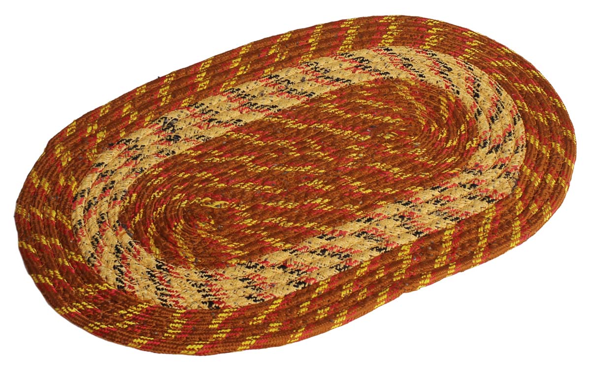 Door Mat Multi-Colored Oval - Cream & Brown Colored Reversible Floor Mat - Entryway Solutions Home Decor Furnishings & Supplies - Buy in Bulk Wholesale