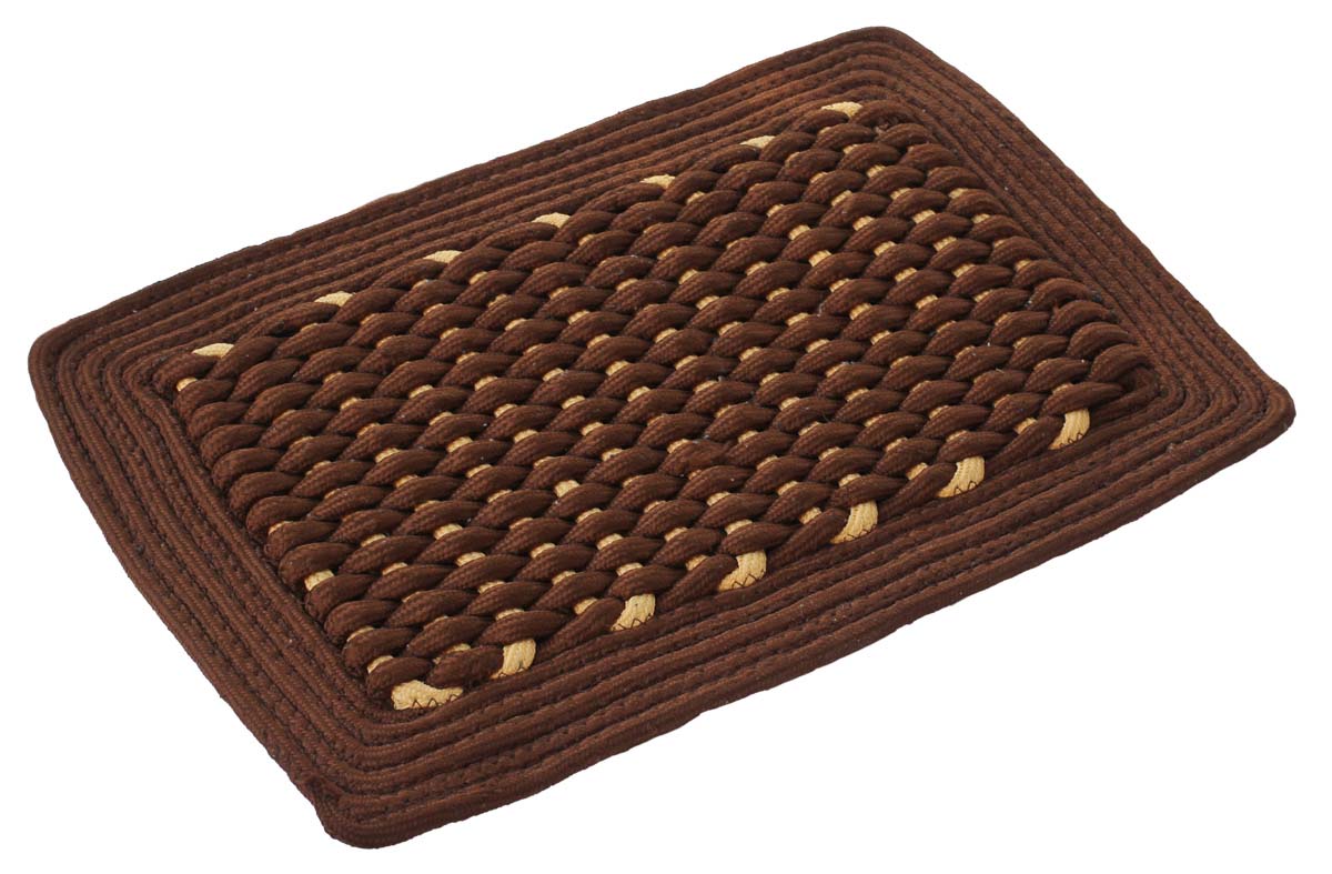 Door Mat Rectangular - Chocolate Brown & Cream Colored Reversible Floor Mat - Warp & Weft Pattern - Entryway Solutions Home Decor Furnishings & Supplies - Buy in Bulk Wholesale