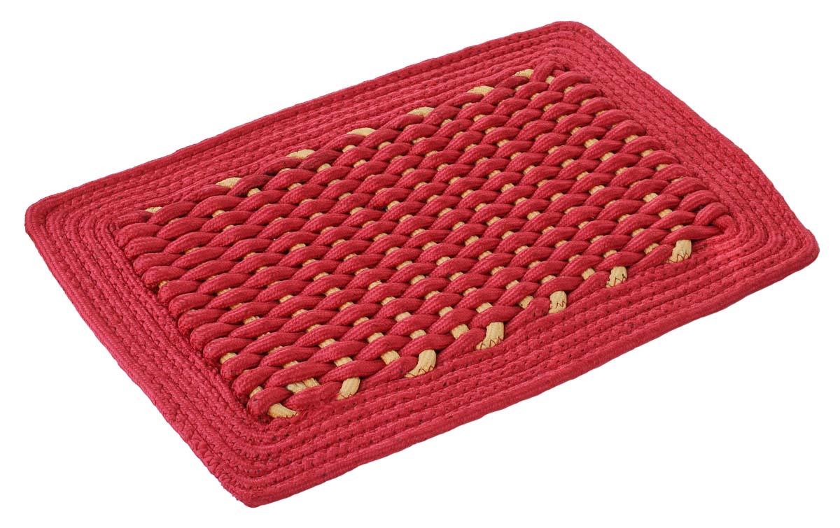 Door Mat Rectangular - Red & Cream Colored Reversible Floor Mat - Warp & Weft Pattern - Entryway Solutions Home Decor Furnishings & Supplies - Buy in Bulk Wholesale