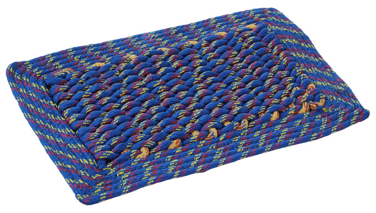 Door Mat Rectangular - Blue Cream with Multi-Colored Strands Reversible Floor Mat - Warp & Weft Pattern - Entryway Solutions Home Decor Furnishings & Supplies - Buy in Bulk Wholesale