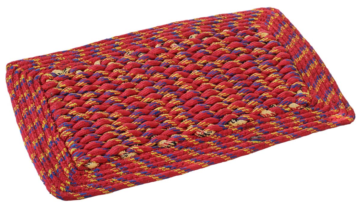 Door Mat Rectangular - Red Cream with Multi-Colored Strands Reversible Floor Mat - Warp & Weft Pattern - Entryway Solutions Home Decor Furnishings & Supplies - Buy in Bulk Wholesale