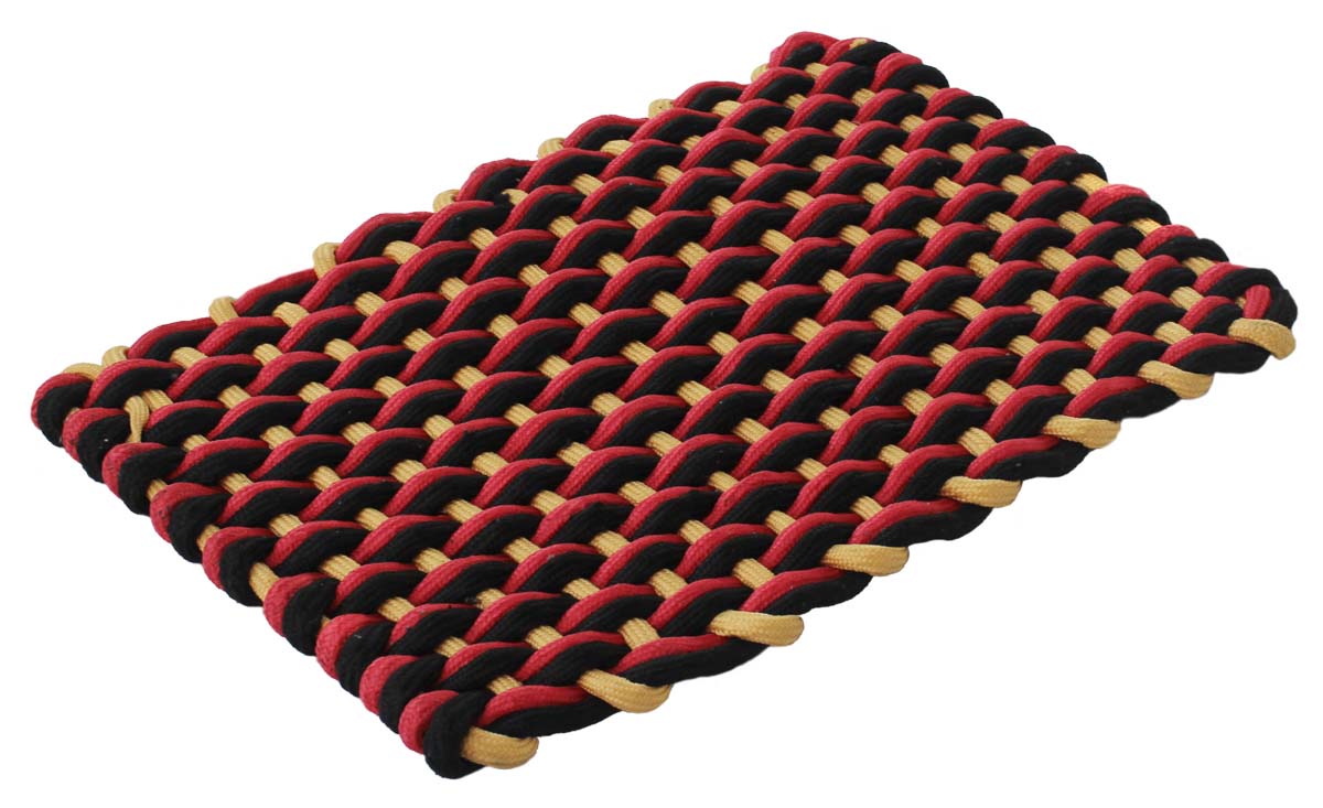 Door Mat Rectangular - Maroon Black Cream Reversible Floor Mat - Warp & Weft Woven Pattern - Entryway Solutions Home Decor Furnishings & Supplies - Buy in Bulk Wholesale