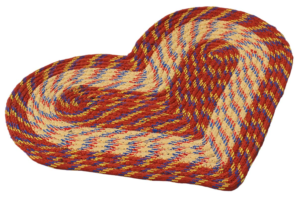 Heart Door Mat - Brown Cream with Multi-Colored Strands Reversible Floor Mat - Entryway Solutions Home Decor Furnishings & Supplies - Buy in Bulk Wholesale