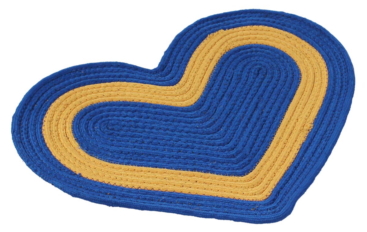 Heart Door Mat - Blue & Cream Colored Reversible Floor Mat - Entryway Solutions Home Decor Furnishings & Supplies - Buy in Bulk Wholesale