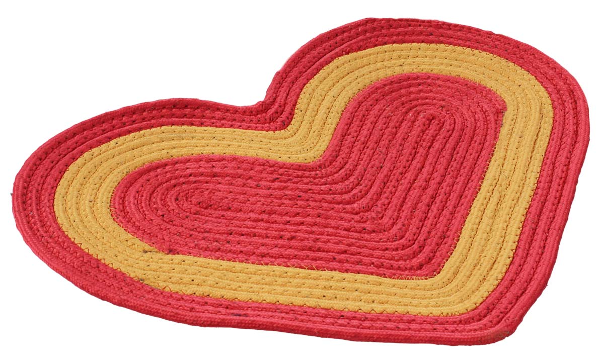 Heart Door Mat - Red & Cream Colored Reversible Floor Mat - Entryway Solutions Home Decor Furnishings & Supplies - Buy in Bulk Wholesale