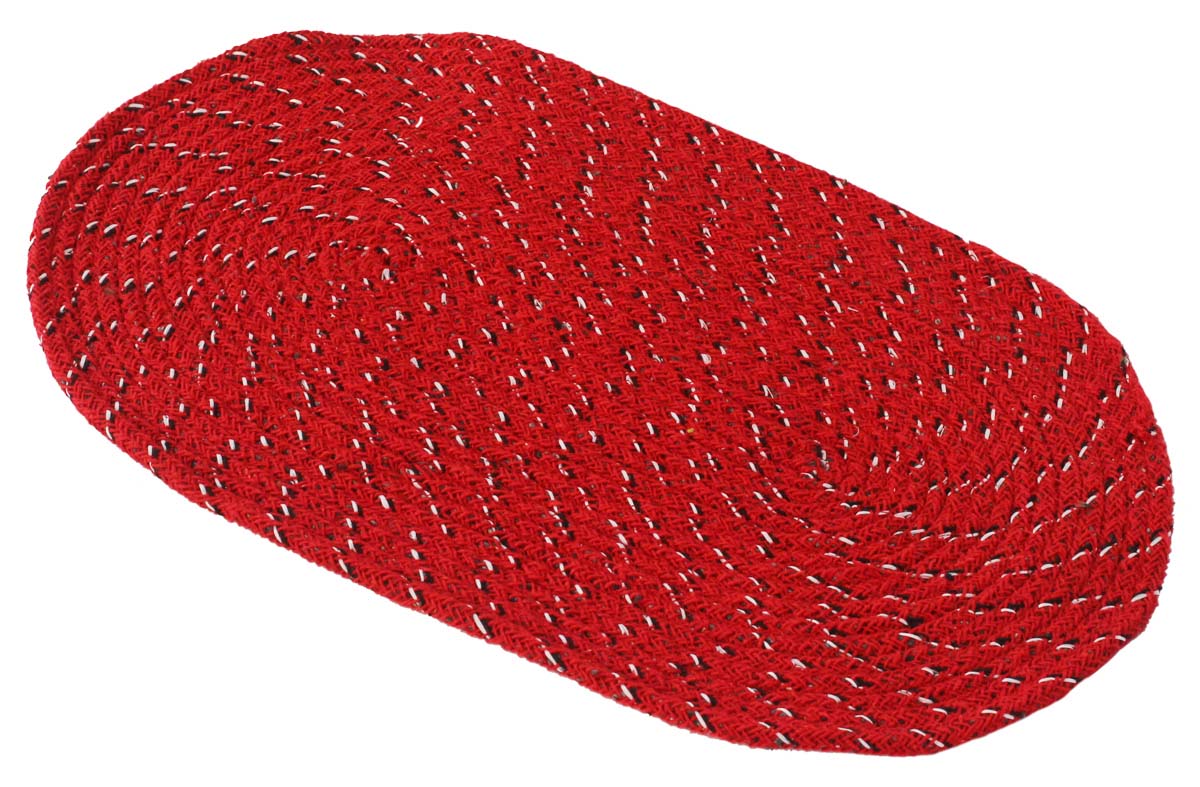 Door Mat Braided Oval - Red with Black & White Hints - Reversible Floor Mat - Entryway Solutions Home Decor Furnishings & Supplies - Buy in Bulk Wholesale