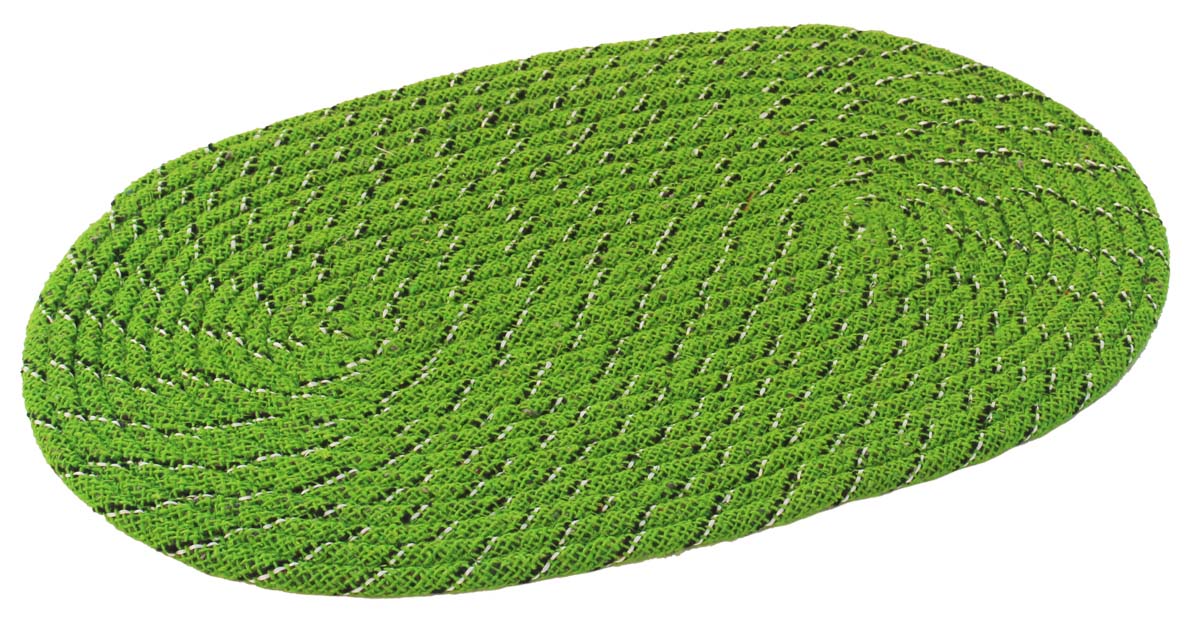 Door Mat Braided Oval - Kiwi Green with Black & White Hints - Reversible Floor Mat - Entryway Solutions Home Decor Furnishings & Supplies - Buy in Bulk Wholesale