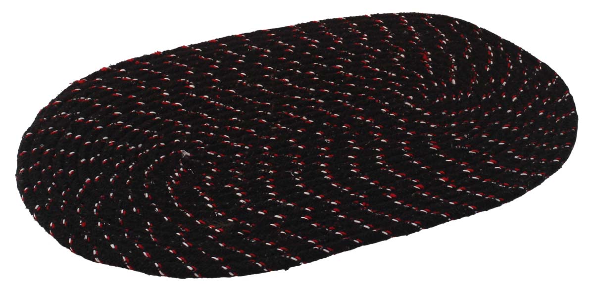 Door Mat Braided Oval - Black with Red & White Hints - Reversible Floor Mat - Entryway Solutions Home Decor Furnishings & Supplies - Buy in Bulk Wholesale