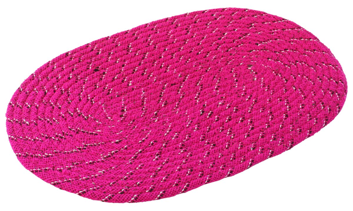 Door Mat Braided Oval - Magenta with Black & White Hints - Reversible Floor Mat - Entryway Solutions Home Decor Furnishings & Supplies - Buy in Bulk Wholesale