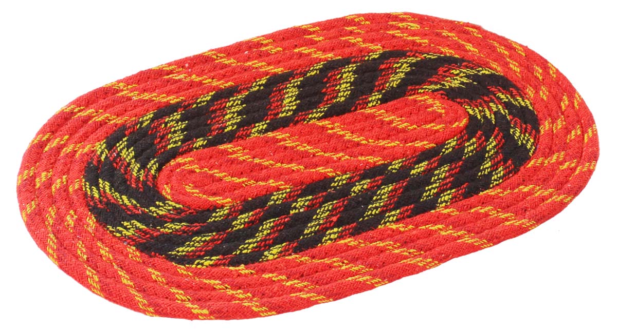 Door Mat Braided Oval - Red & Black Multi Colored Reversible Floor Mat - Entryway Solutions Home Decor Furnishings & Supplies - Buy in Bulk Wholesale