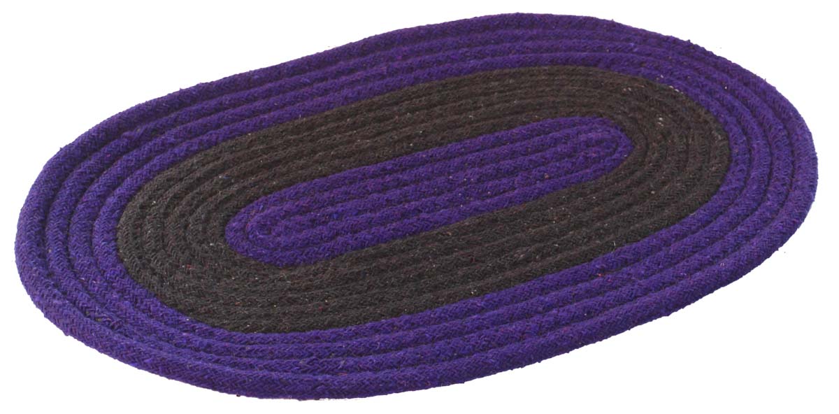 Door Mat Braided Oval - Purple & Black Colored Reversible Floor Mat - Entryway Solutions Home Decor Furnishings & Supplies - Buy in Bulk Wholesale