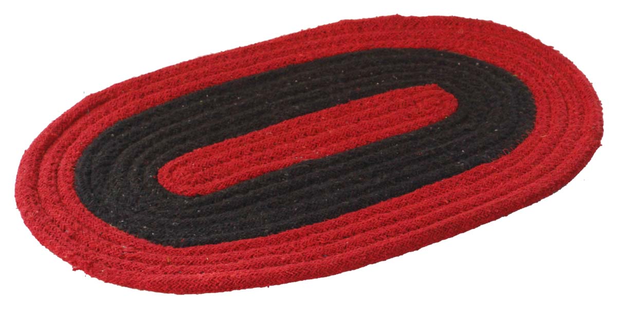 Door Mat Braided Oval - Maroon & Black - Reversible Floor Mat - Entryway Solutions Home Decor Furnishings & Supplies - Buy in Bulk Wholesale