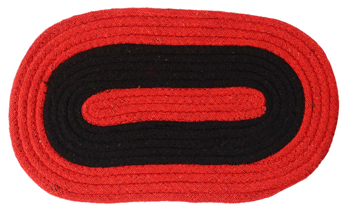 Door Mat Braided Oval - Orange & Black - Reversible Floor Mat - Entryway Solutions Home Decor Furnishings & Supplies - Buy in Bulk Wholesale